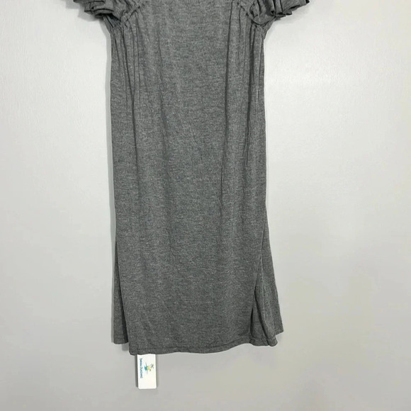 Beachsissi Gray Deep V Neck Sundress Cover Up Ruffle Shoulders Soft Lightweight - Picture 3 of 8